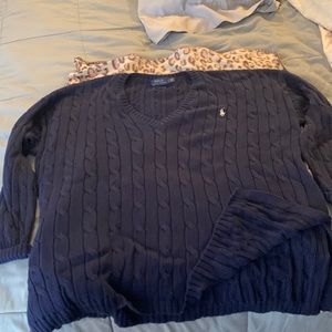 Navy blue  pima cotton Ralph Lauren v neck sweater